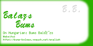 balazs bums business card